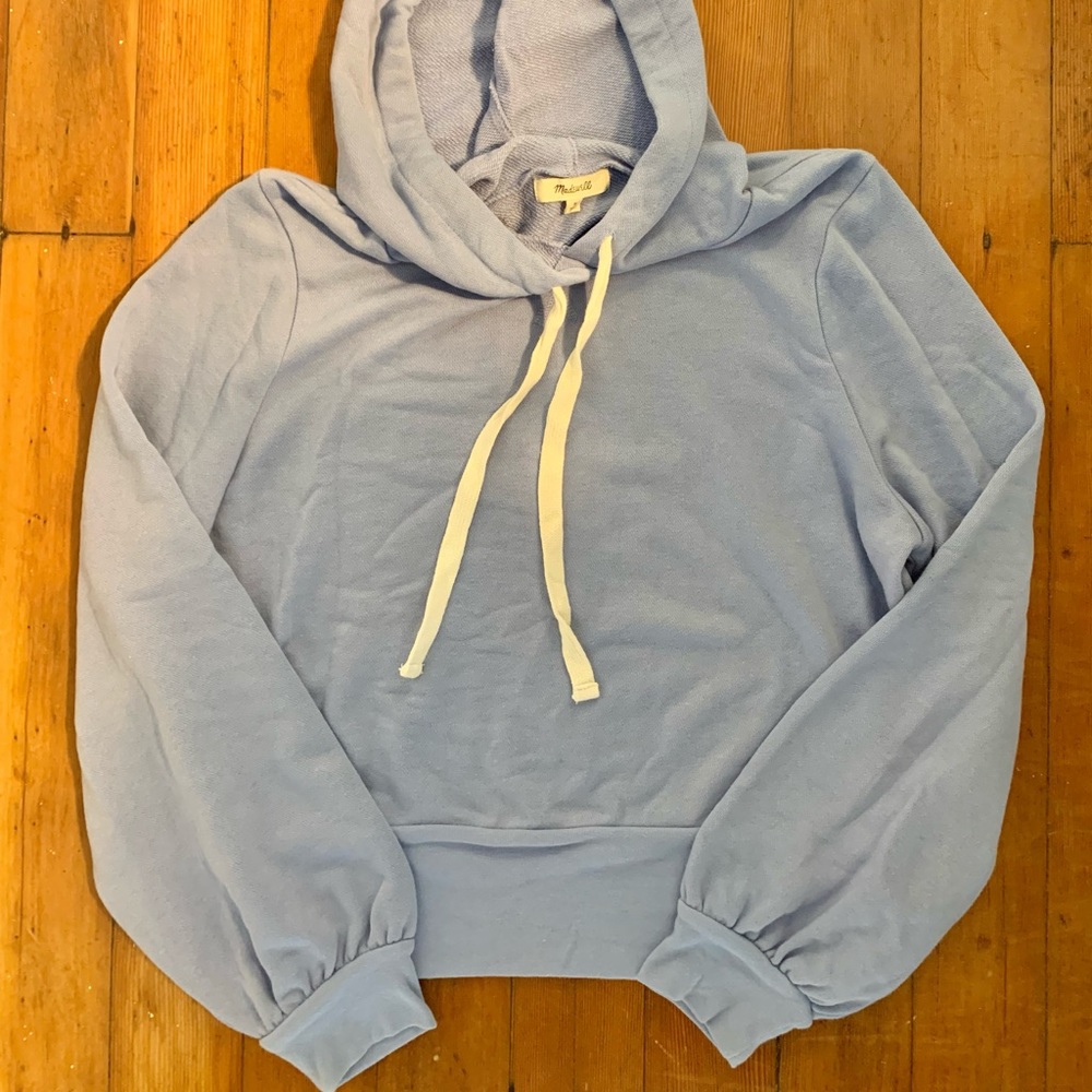 Madewell bubble sleeve crop hoodie (M)